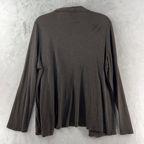 Eileen Fisher Cardigan Womens Large Brown Open Front Viscose Knit - Picture 10 of 10